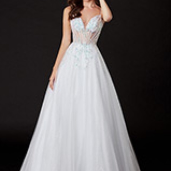Angela & Alison Prom Dress, Style 21009 White, Size 10 - Picture 1 of 7
